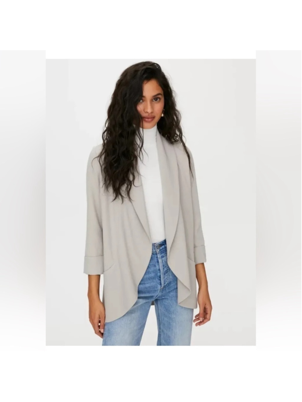Aritzia Wilfred Cream Chevalier Lightweight Open-Front Jacket Blazer Size 0